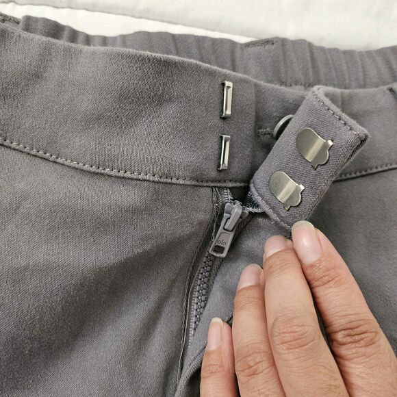 Alo High Waist Risk Taker Trouser Pants Womens Medium Fog Wide Leg Flare Cut-out - Picture 4 of 10